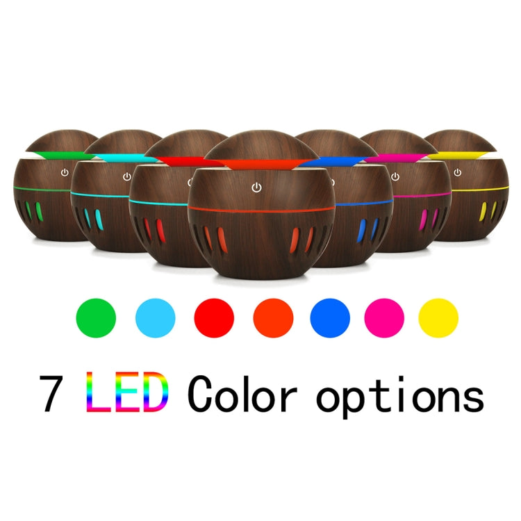 Wood Grain USB Hollowed-out Humidifier Seven Color Aromatherapy Lamp Automatic Alcohol Sprayer with Remote Control(Dark Brown-2) - free shipping - PMC TechLife - Order now!