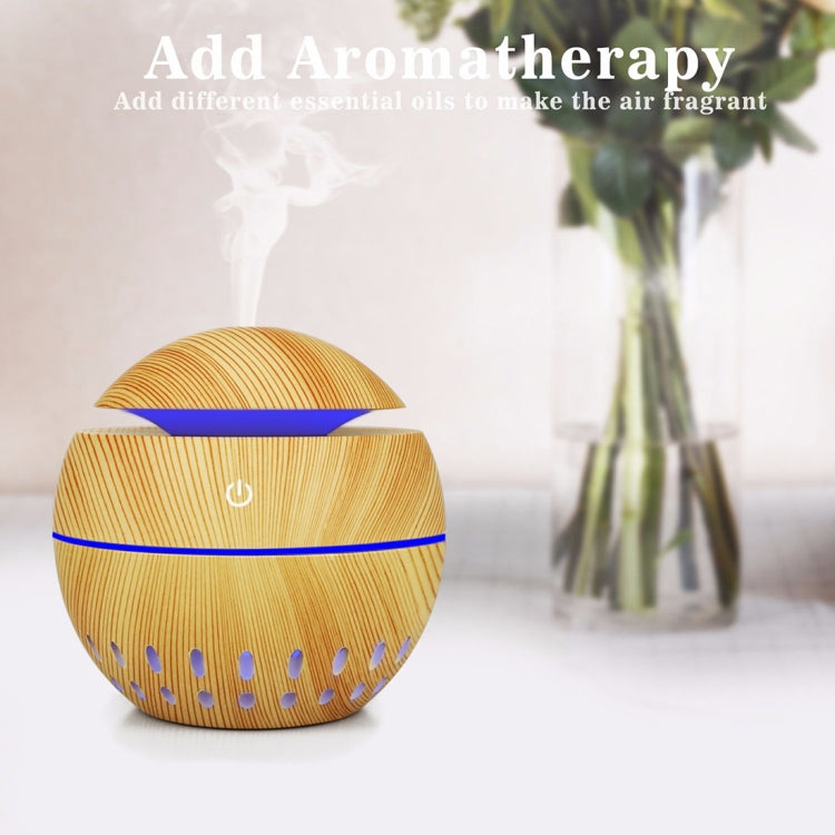 Wood Grain USB Hollowed-out Humidifier Seven Color Aromatherapy Lamp Automatic Alcohol Sprayer with Remote Control(Dark Brown-2) - free shipping - PMC TechLife - Order now!