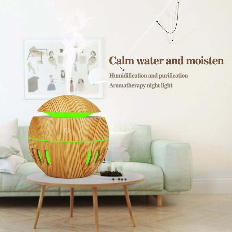 Wood Grain USB Hollowed-out Humidifier Seven Color Aromatherapy Lamp Automatic Alcohol Sprayer with Remote Control(Sky Blue) - free shipping - PMC TechLife - Order now!