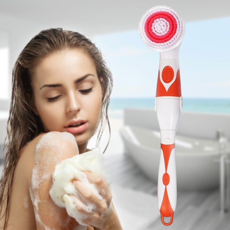 Multi-function Electric Waterproof Bath Cleansing Brush Long-handled Massage Brush, with 4 Brush Heads(Orange) - Bath Brushes & Sponges by PMc TechLife | Online Shopping South Africa | PMc TechLife | Buy Now Pay Later Mobicred