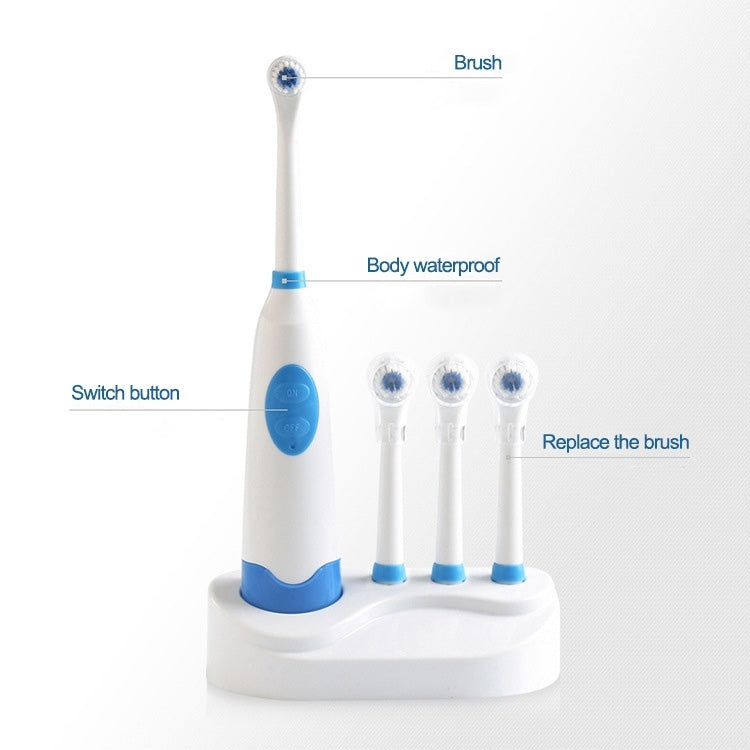 2W Creative Household Waterproof Rotary Electric Toothbrush Set with 4 Replacement Brush Heads & Base, 8500 Revolutions Per Minute(Blue) - Toothbrushes by PMC TechLife | Online Shopping South Africa | PMC TechLife | Buy Now Pay Later Mobicred