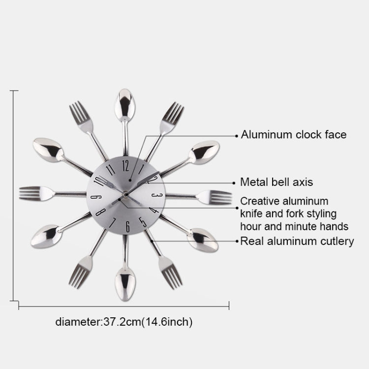 Creative Restaurant Kitchen Living Room Stainless Steel Knife and Fork Quartz Wall Clock - Wall Clock by PMc TechLife | Online Shopping South Africa | PMc TechLife | Buy Now Pay Later Mobicred