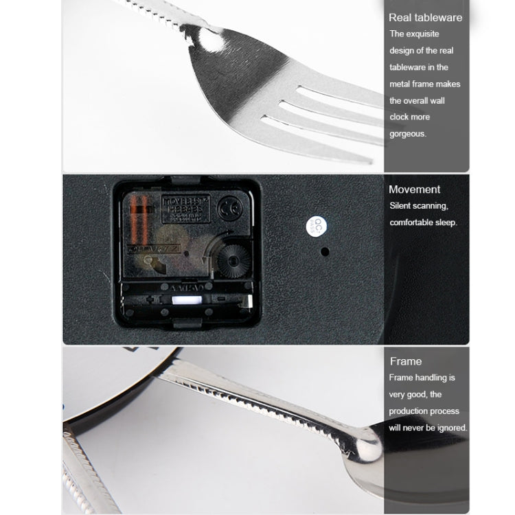 Creative Restaurant Kitchen Living Room Stainless Steel Knife and Fork Quartz Wall Clock - Wall Clock by PMc TechLife | Online Shopping South Africa | PMc TechLife | Buy Now Pay Later Mobicred