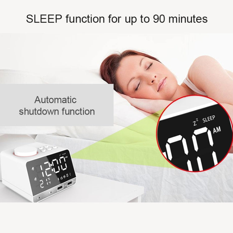 K11 Bluetooth Alarm Clock Speaker Creative Digital Music Clock Display Radio with Dual USB Interface, Support U Disk / TF Card / FM / AUX, EU Plug(Black) - Alarm Clocks by PMc TechLife | Online Shopping South Africa | PMc TechLife | Buy Now Pay Later Mobicred