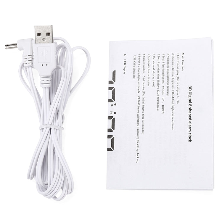 Multi-Function Large 3D LED Digital Wall Alarm Clock with Snooze Function, 12/24 Hours Display for Home, Kitchen, Office, DC 5V, CE Certificated(Green) - Wall Clock by PMc TechLife | Online Shopping South Africa | PMc TechLife | Buy Now Pay Later Mobicred