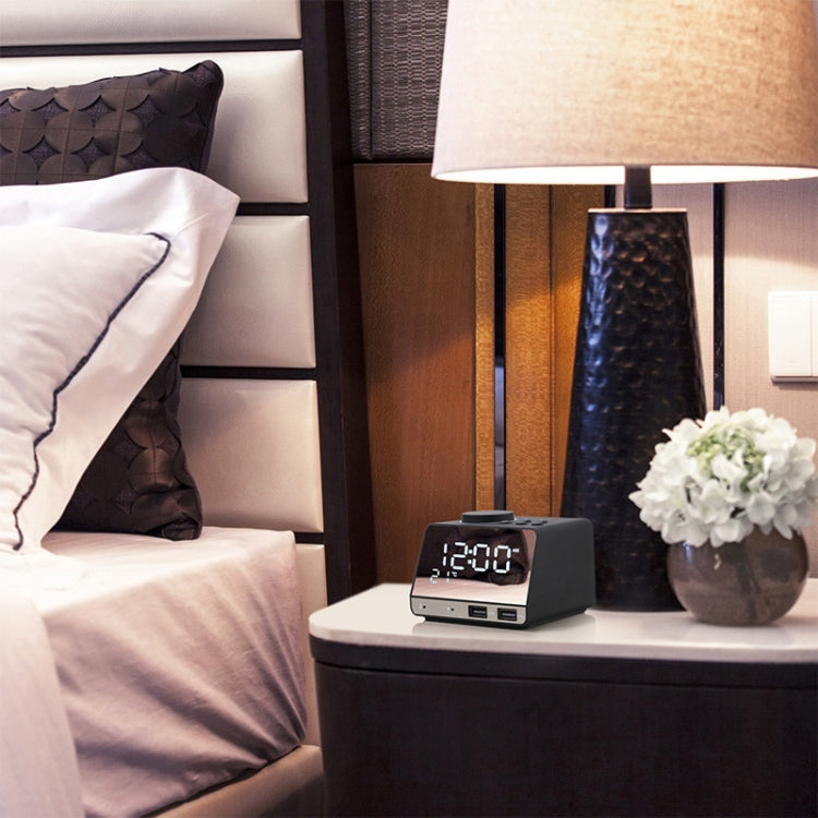 K11 Bluetooth Alarm Clock Speaker Creative Digital Music Clock Display Radio with Dual USB Interface, Support U Disk / TF Card / FM / AUX, US Plug(White) - Alarm Clocks by PMc TechLife | Online Shopping South Africa | PMc TechLife | Buy Now Pay Later Mobicred