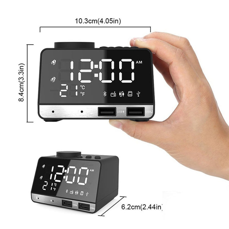 K11 Bluetooth Alarm Clock Speaker Creative Digital Music Clock Display Radio with Dual USB Interface, Support U Disk / TF Card / FM / AUX, US Plug(White) - Alarm Clocks by PMc TechLife | Online Shopping South Africa | PMc TechLife | Buy Now Pay Later Mobicred