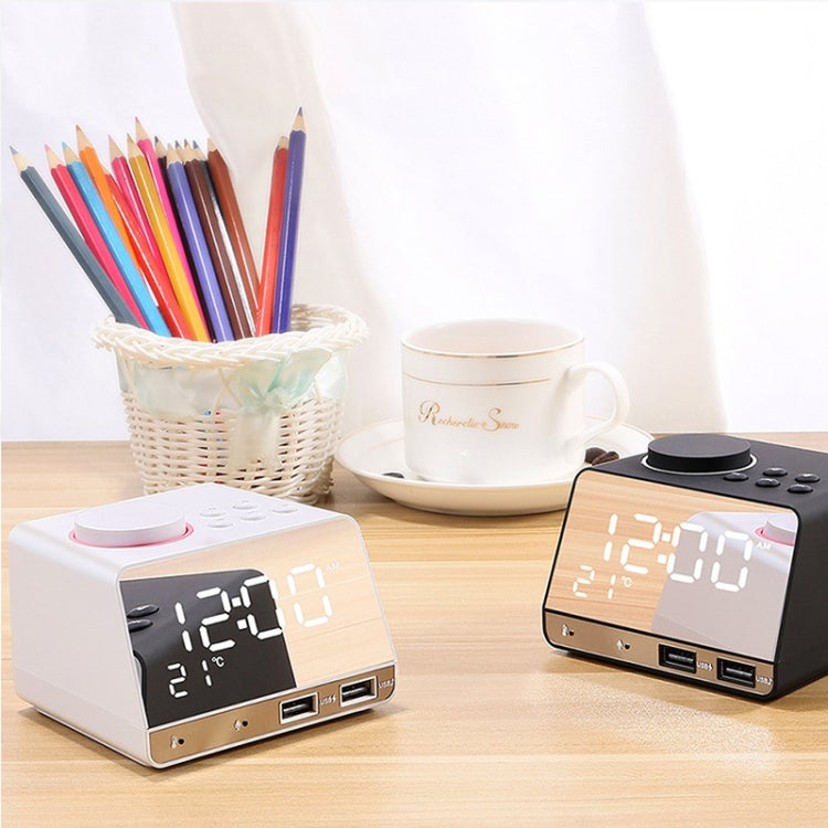 K11 Bluetooth Alarm Clock Speaker Creative Digital Music Clock Display Radio with Dual USB Interface, Support U Disk / TF Card / FM / AUX, UK Plug(Black) - Alarm Clocks by PMc TechLife | Online Shopping South Africa | PMc TechLife | Buy Now Pay Later Mobicred