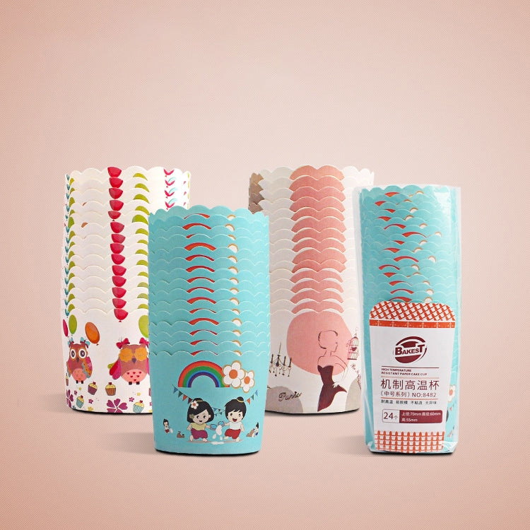 24pcs / Pack Round Lamination Cake Cup Muffin Cases Chocolate Cupcake Liner Baking Cup, Size: 7 x 6  x 5.5cm, Random Color Delivery - Food Molds by PMC TechLife | Online Shopping South Africa | PMC TechLife | Buy Now Pay Later Mobicred