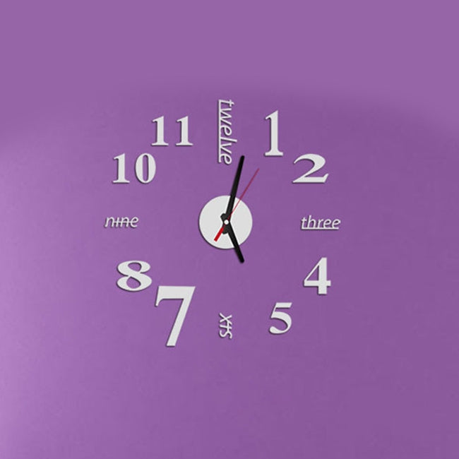Lovelife WC37130 Acrylic English Digital DIY Stereo Wall Clock Wall Stick Clock (White) - Wall Clock by PMc TechLife | Online Shopping South Africa | PMc TechLife | Buy Now Pay Later Mobicred