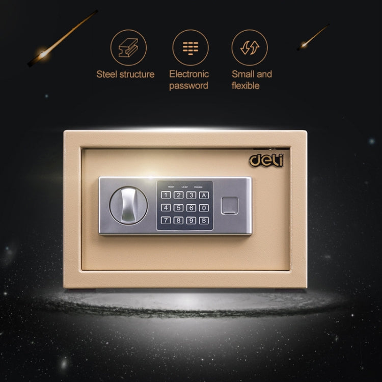 Deli Home Office Hotel Mini Electronic Security Lock Box Wall Cabinet Safety Box(Gold) - Safety Box by PMc TechLife | Online Shopping South Africa | PMc TechLife | Buy Now Pay Later Mobicred