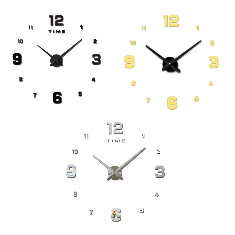 Bedroom Home Decoration Mirrored Number Frameless Large 3D DIY Wall Sticker Mute Clock, Size: 100*100cm(Black) - DIY Clocks by PMc TechLife | Online Shopping South Africa | PMc TechLife | Buy Now Pay Later Mobicred