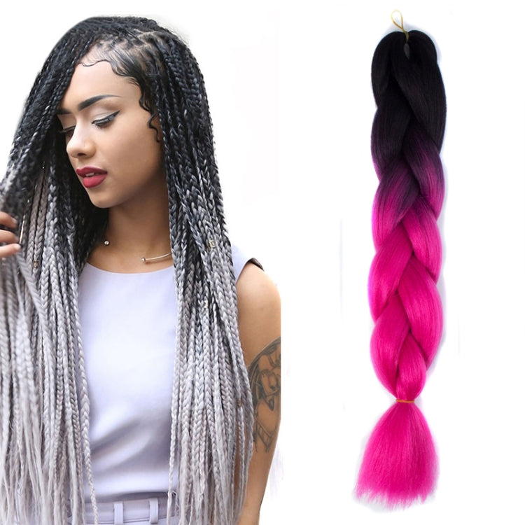 Fashion Color Gradient Individual Braid Wigs Chemical Fiber Big Braids, Length: 60cm(01Black+Rose Red) - free shipping - PMC TechLife - Order now!