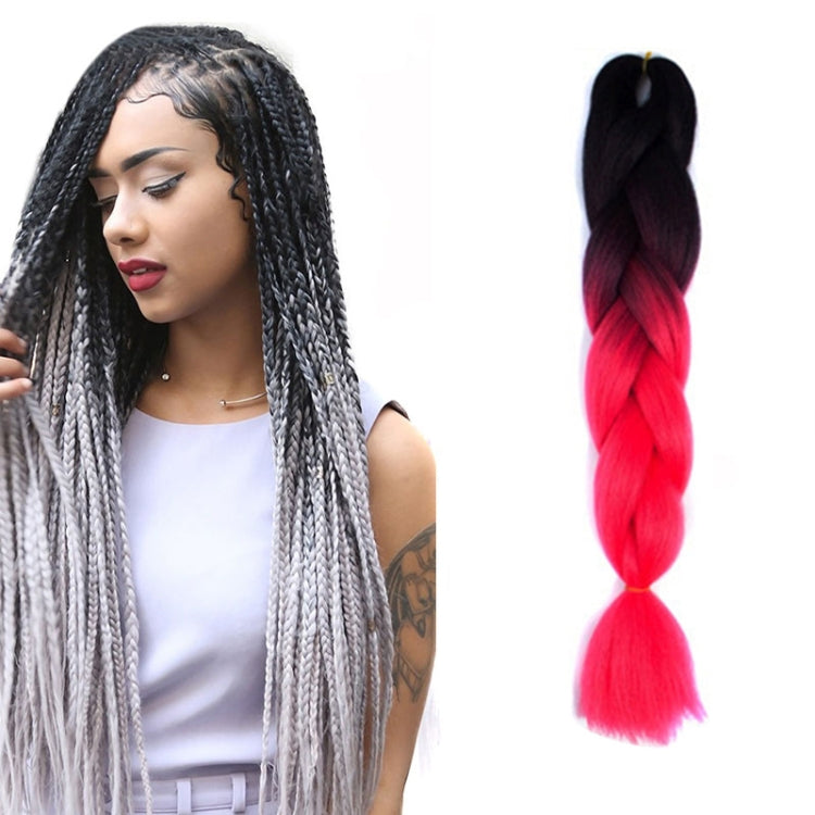 Fashion Color Gradient Individual Braid Wigs Chemical Fiber Big Braids, Length: 60cm(03Black+Peach Red) - free shipping - PMC TechLife - Order now!