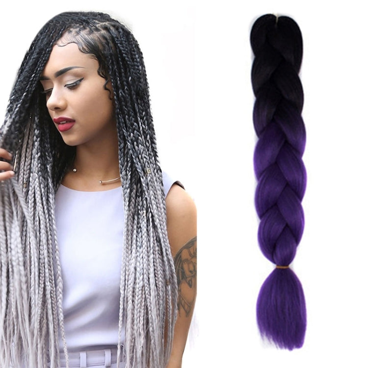 Fashion Color Gradient Individual Braid Wigs Chemical Fiber Big Braids, Length: 60cm(06Black+Purple) - free shipping - PMC TechLife - Order now!