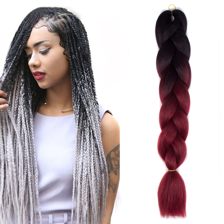 Fashion Color Gradient Individual Braid Wigs Chemical Fiber Big Braids, Length: 60cm(08Black+Wine Red) - free shipping - PMC TechLife - Order now!