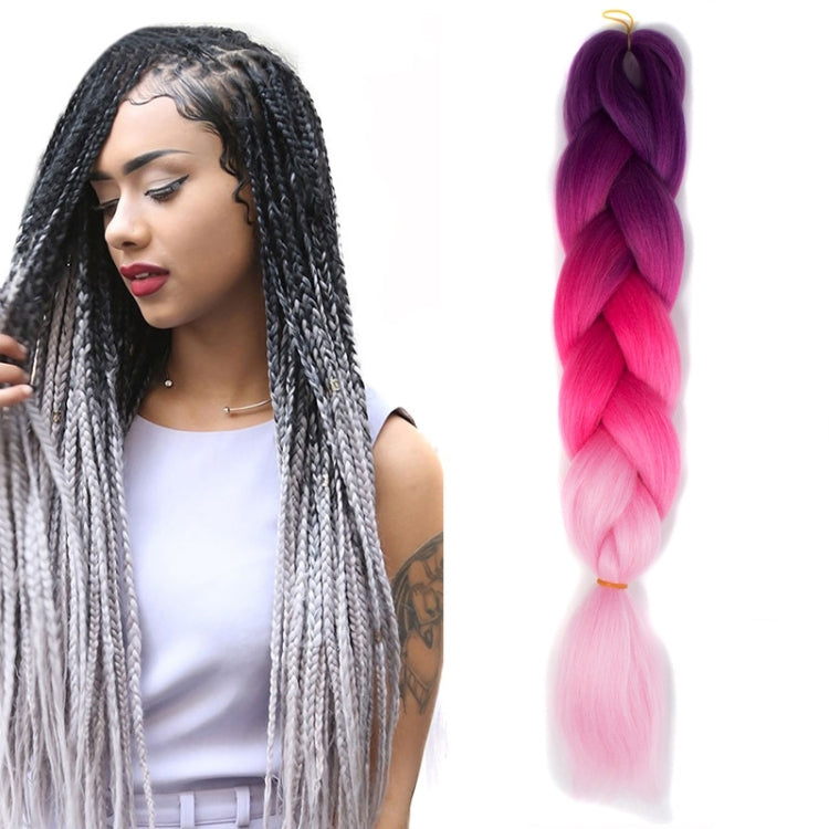 Fashion Color Gradient Individual Braid Wigs Chemical Fiber Big Braids, Length: 60cm(27Purple+Peach Red+Pink) - free shipping - PMC TechLife - Order now!