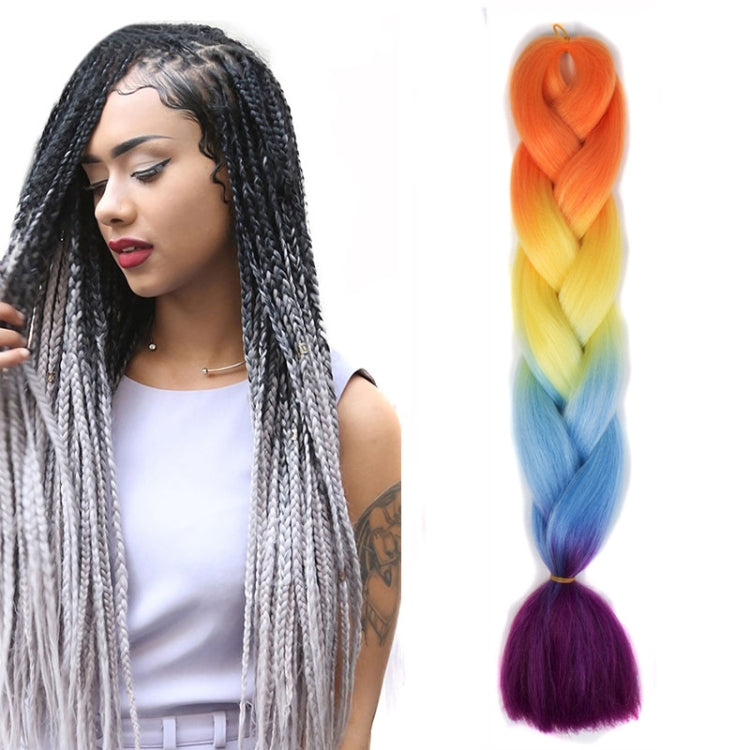 Fashion Color Gradient Individual Braid Wigs Chemical Fiber Big Braids, Length: 60cm(29Orange+Yellow+Blue) - free shipping - PMC TechLife - Order now!