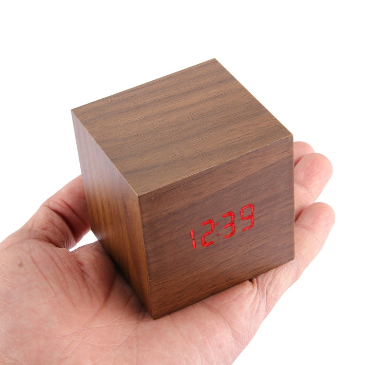 Wood Clock Desk Table LED Digital Display Alarm Clock with Time & Date & Temperature Display(Brown) - Alarm Clocks by PMc TechLife | Online Shopping South Africa | PMc TechLife | Buy Now Pay Later Mobicred