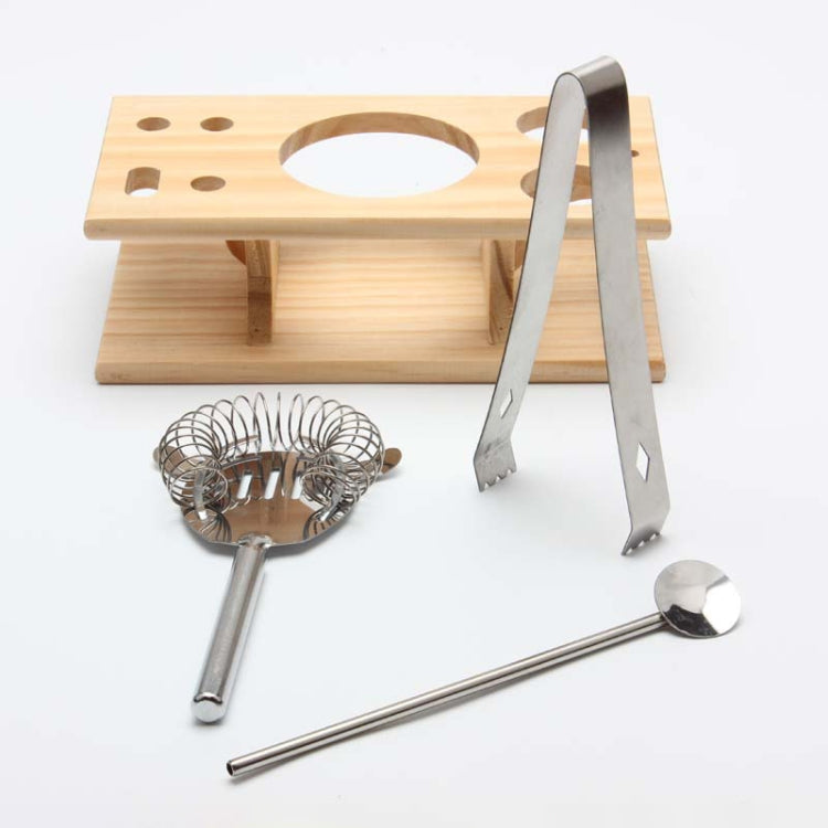 9 in 1 Stainless Steel Cocktail Shaker Tools Set with Wooden Mount, Capacity: 550ml - Bartending Tools by PMC TechLife | Online Shopping South Africa | PMC TechLife | Buy Now Pay Later Mobicred