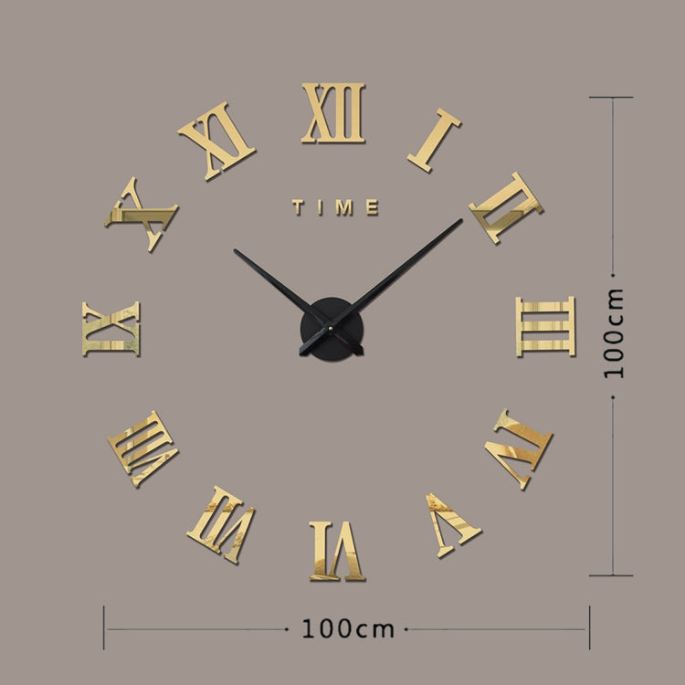 Bedroom Home Decoration Frameless Roman Numeral Large DIY Wall Sticker Mute Clock, Size: 100*100cm(Gold) - DIY Clocks by PMc TechLife | Online Shopping South Africa | PMc TechLife | Buy Now Pay Later Mobicred