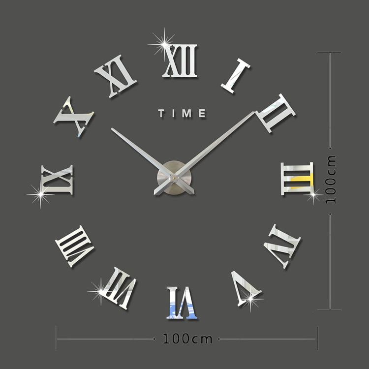 Bedroom Home Decoration Frameless Roman Numeral Large DIY Wall Sticker Mute Clock, Size: 100*100cm(Silver) - DIY Clocks by PMc TechLife | Online Shopping South Africa | PMc TechLife | Buy Now Pay Later Mobicred