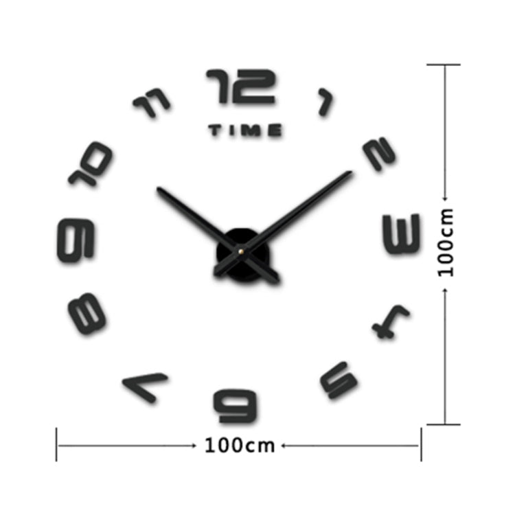 Bedroom Home Office Decoration Modern Frameless Large Number DIY 3D Mirror Wall Sticker Quiet Clock, Size: 100*100cm(Black) - free shipping - PMc TechLife - Order now!