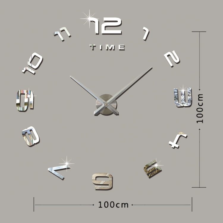 Bedroom Home Office Decoration Modern Frameless Large Number DIY 3D Mirror Wall Sticker Quiet Clock, Size: 100*100cm(Silver) - DIY Clocks by PMc TechLife | Online Shopping South Africa | PMc TechLife | Buy Now Pay Later Mobicred