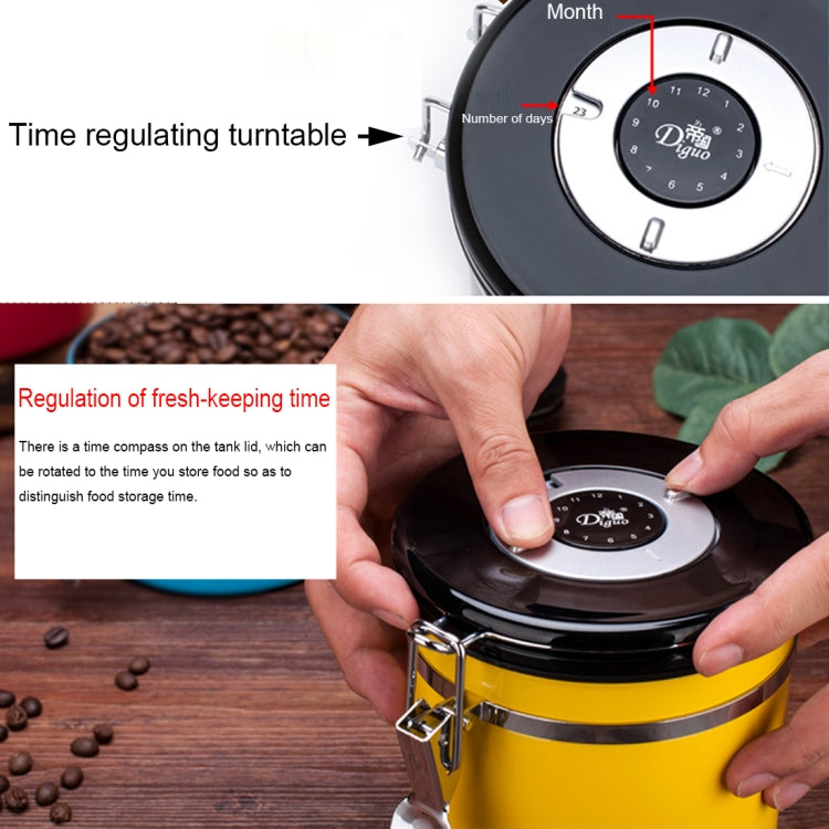 800ml Stainless Steel Sealed Food Coffee Grounds Bean Storage Container with Built-in CO2 Gas Vent Valve & Calendar(Black) - Coffee Tools by PMC TechLife | Online Shopping South Africa | PMC TechLife | Buy Now Pay Later Mobicred