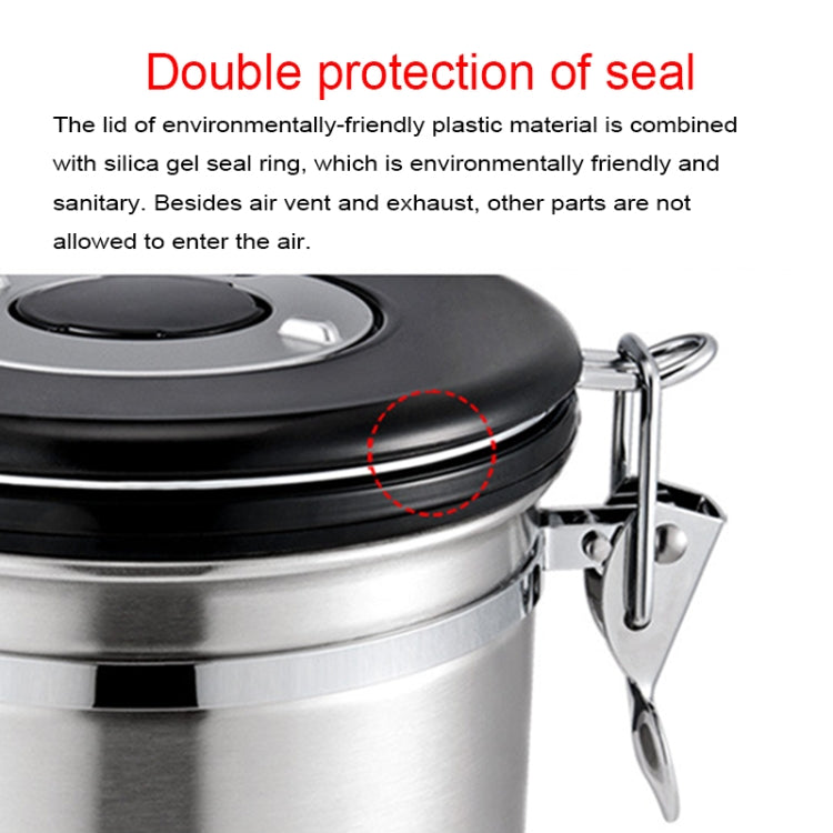 1200ml Stainless Steel Sealed Food Coffee Grounds Bean Storage Container with Built-in CO2 Gas Vent Valve & Calendar (Silver) - Coffee Tools by PMC TechLife | Online Shopping South Africa | PMC TechLife | Buy Now Pay Later Mobicred