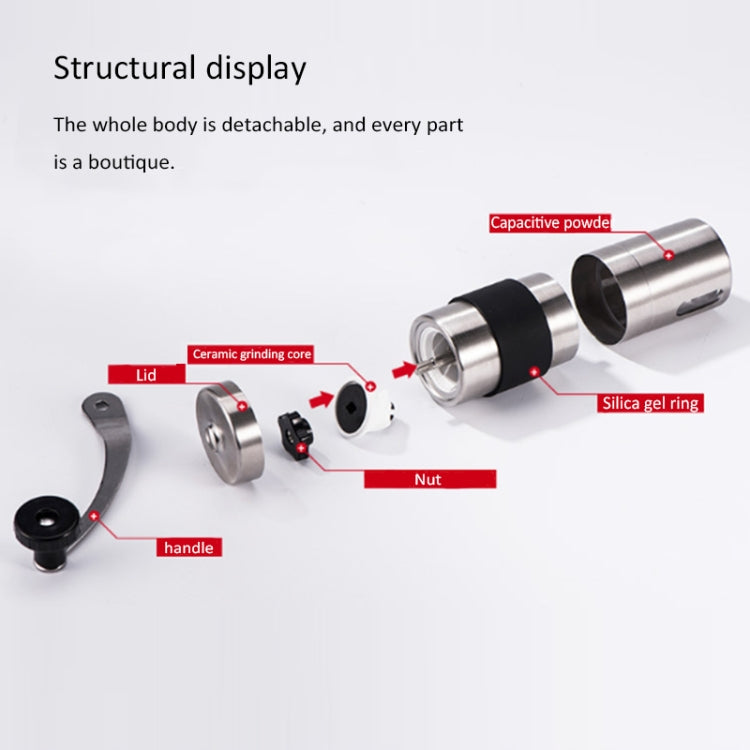 Portable Conical Burr Mill Manual Stainless Steel Hand Crank Coffee Bean Grinder, Capacity: 30g - Coffee Tools by PMC TechLife | Online Shopping South Africa | PMC TechLife | Buy Now Pay Later Mobicred