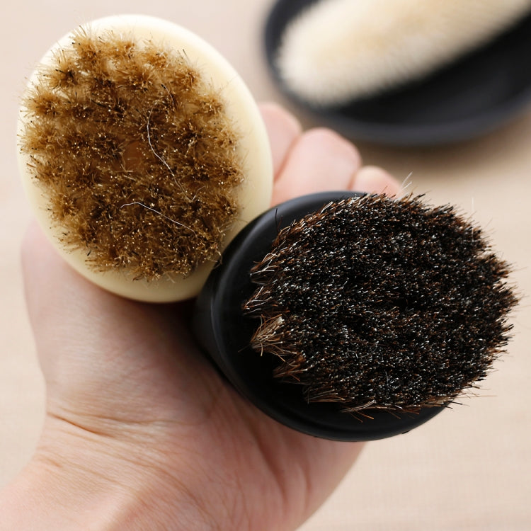 Men Ring Design Portable Boar Brush White ABS Haircut Cleaning Shaving Brush(Black) - free shipping - PMC TechLife - Order now!