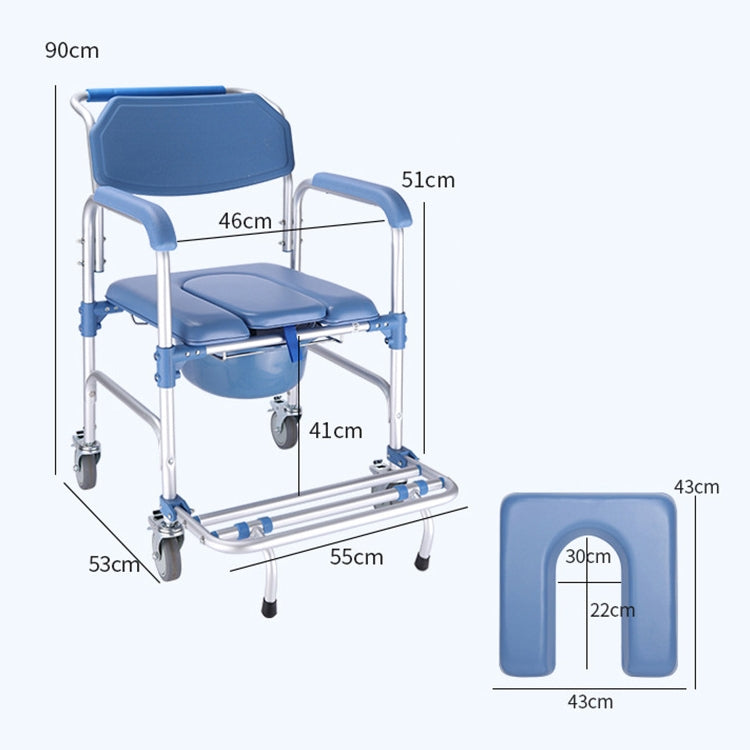 Elderly Toilet Seat Aluminum Alloy Wheelchair Pregnant Women Shower Chair with Wheels - free shipping - PMC TechLife - Order now!