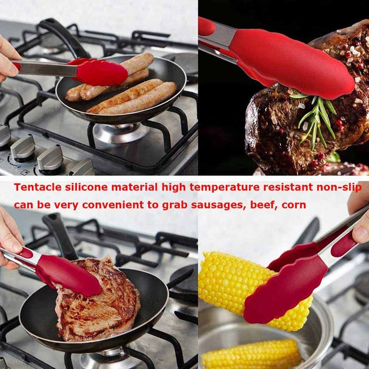 12 inch Silicone Non-slip Food Bread Barbecue BBQ Clip Tongs Kitchen Tools(Black) - Food Clips & Clips by PMC TechLife | Online Shopping South Africa | PMC TechLife | Buy Now Pay Later Mobicred