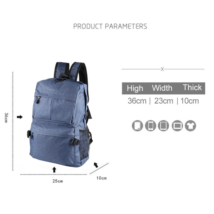 Universal Multi-Function Canvas Cloth Laptop Computer Shoulders Backpack Students Bag for 13-15 inch, Size: 36x25x10cm(Blue) - Backpack by PMC Jewellery | Online Shopping South Africa | PMC Jewellery | Buy Now Pay Later Mobicred