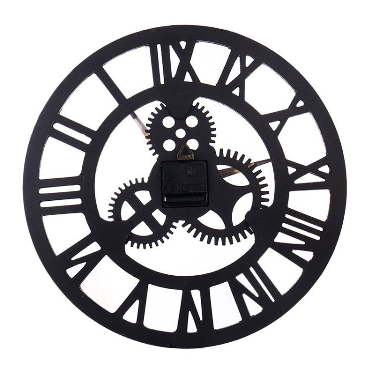 Retro Wooden Round Single-sided Gear Clock Rome Number Wall Clock, Diameter: 30cm(Silver) - Wall Clock by PMc TechLife | Online Shopping South Africa | PMc TechLife | Buy Now Pay Later Mobicred