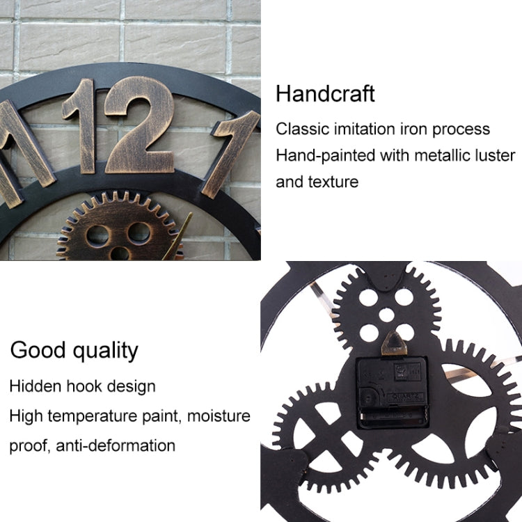 Retro Wooden Round Single-sided Gear Clock Rome Number Wall Clock, Diameter: 70cm(Silver) - Wall Clock by PMc TechLife | Online Shopping South Africa | PMc TechLife | Buy Now Pay Later Mobicred