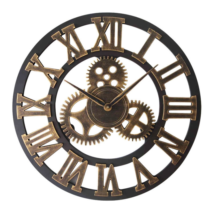 Retro Wooden Round Single-sided Gear Clock Rome Number Wall Clock, Diameter: 80cm(Gold) - Wall Clock by PMc TechLife | Online Shopping South Africa | PMc TechLife | Buy Now Pay Later Mobicred