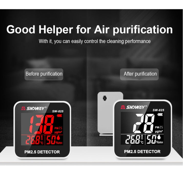 SNDWAY SW-825 Micro USB Charging Desktop Air Quality Real-time Purification Detector with HiD LED Screen, Support Alarm Prompt - free shipping - PMC Jewellery - Order now!