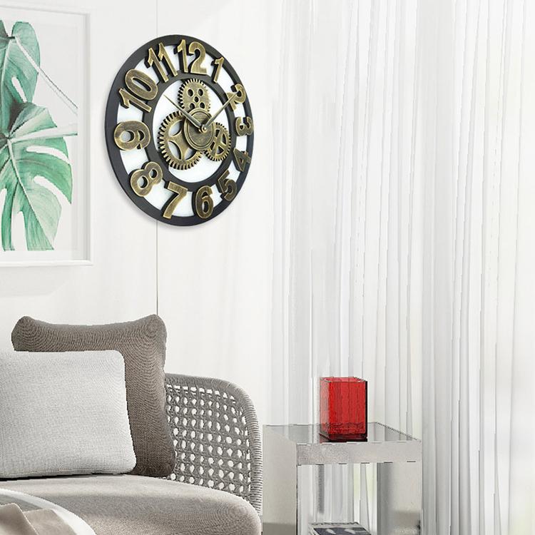 Retro Wooden Round Single-sided Gear Clock Arabic Number Wall Clock, Diameter: 70cm (Silver) - free shipping - PMC TechLife - Order now!