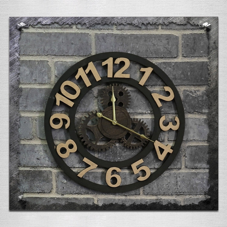 Originality American Industrial Style Wood Vintage Old Gear Wall Clock (Gold) - Wall Clock by PMC TechLife | Online Shopping South Africa | PMC TechLife | Buy Now Pay Later Mobicred