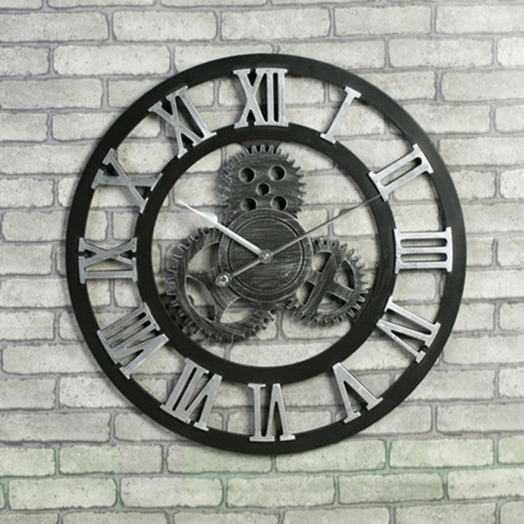 Originality American Industrial Style Wood Vintage Old Gear Wall Clock, Diameter: 50cm (Silver) - Wall Clock by PMc TechLife | Online Shopping South Africa | PMc TechLife | Buy Now Pay Later Mobicred