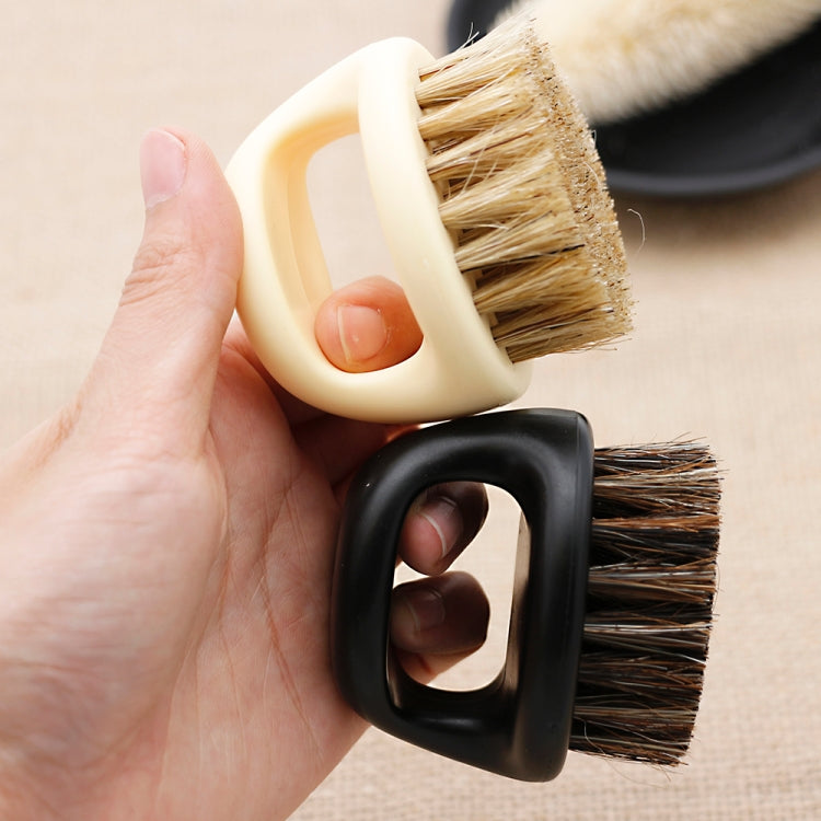 Men Ring Design Portable Boar Brush Black ABS Haircut Cleaning Shaving Brush(White) - free shipping - PMC TechLife - Order now!
