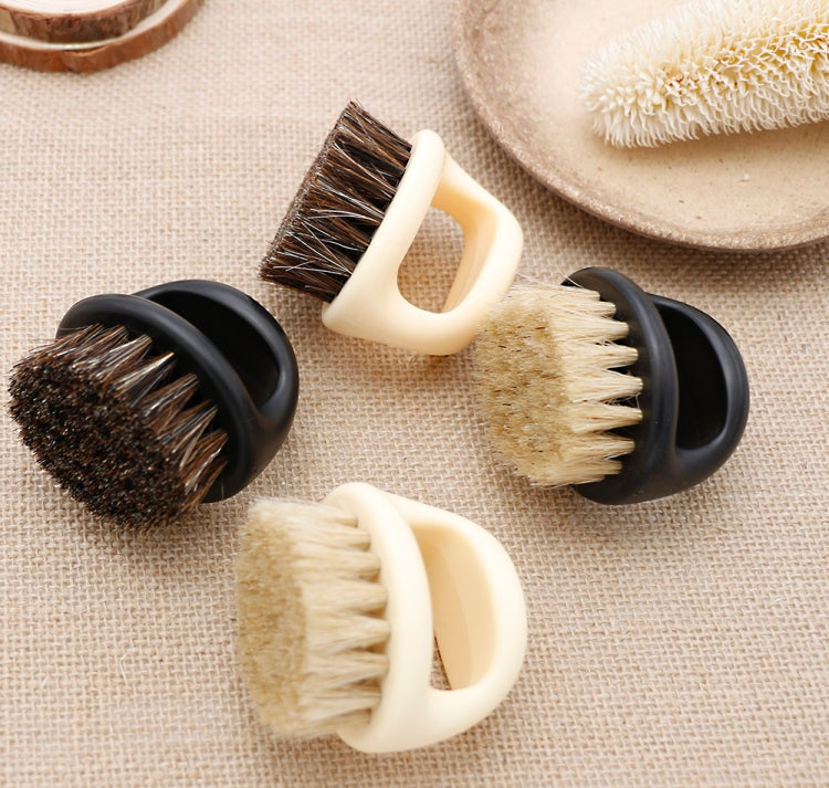 Men Ring Design Portable Boar Brush Black ABS Haircut Cleaning Shaving Brush(White) - free shipping - PMC TechLife - Order now!