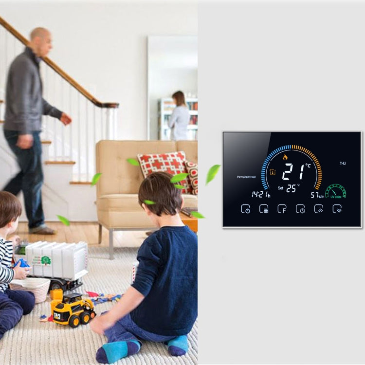 BHT-8000-GCLW Controlling Water/Gas Boiler Heating Energy-saving and Environmentally-friendly Smart Home Negative Display LCD Screen Round Room Thermostat with WiFi(Black) - free shipping - PMC Jewellery - Order now!