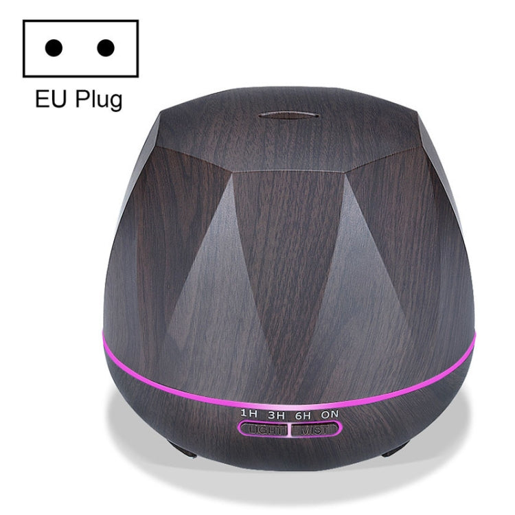 Diamond Wood Grain Remote Control Ultrasonic Humidifier Aromatherapy Machine Automatic Alcohol Sprayer with LED Lights, Capacity: 400mL, EU Plug (Dark Wood Color) - free shipping - PMC TechLife - Order now!