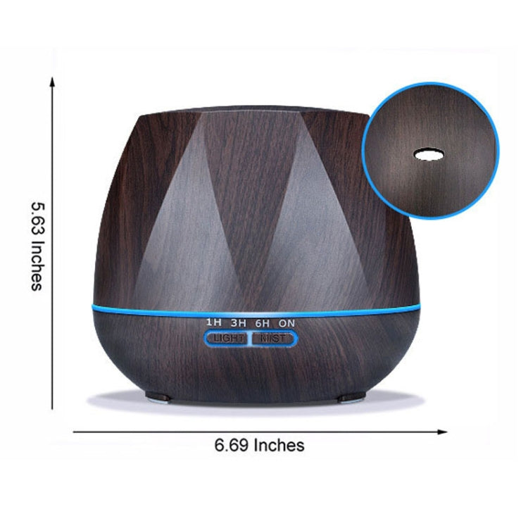 Diamond Wood Grain Remote Control Ultrasonic Humidifier Aromatherapy Machine Automatic Alcohol Sprayer with LED Lights, Capacity: 400mL, EU Plug (Dark Wood Color) - free shipping - PMC TechLife - Order now!