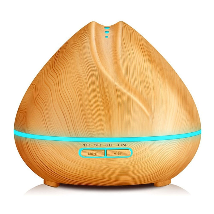 Peach Shape Wood Grain Remote Control Ultrasonic Humidifier Aromatherapy Machine Automatic Alcohol Sprayer with LED Lights, Capacity: 400mL, EU Plug (Light Wood Color) - free shipping - PMC TechLife - Order now!