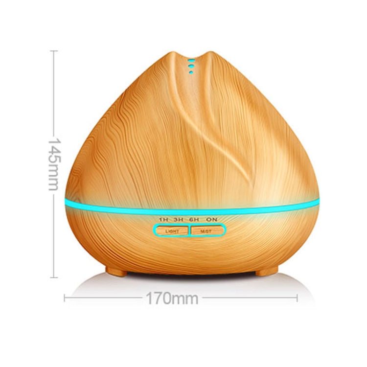 Peach Shape Wood Grain Remote Control Ultrasonic Humidifier Aromatherapy Machine Automatic Alcohol Sprayer with LED Lights, Capacity: 400mL, EU Plug (Light Wood Color) - free shipping - PMC TechLife - Order now!