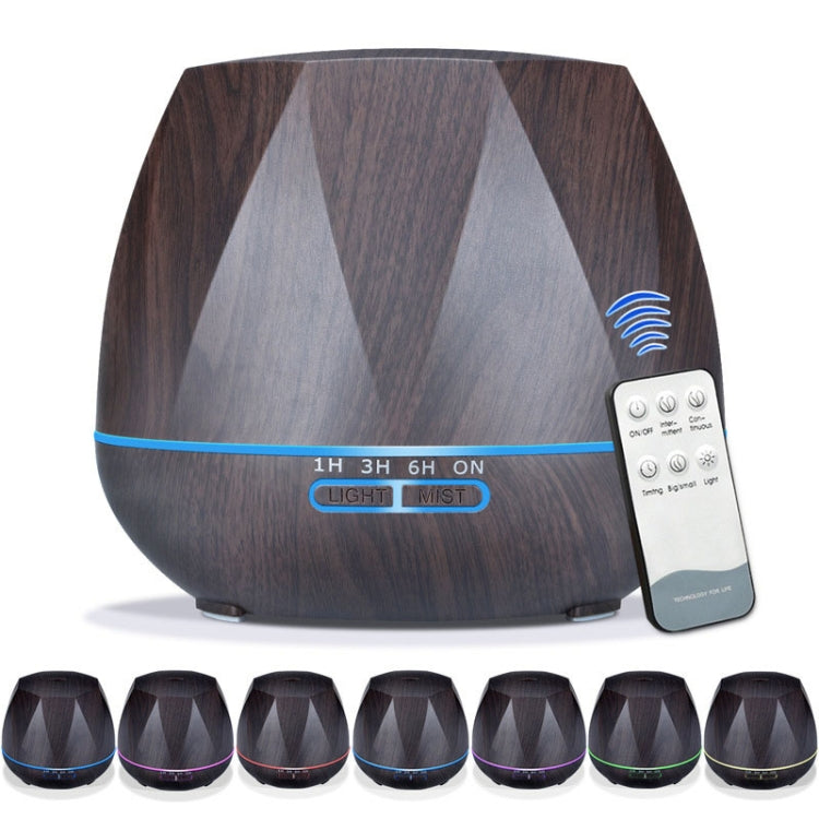 Diamond Wood Grain Remote Control Ultrasonic Humidifier Aromatherapy Machine Automatic Alcohol Sprayer with LED Lights, Capacity: 400mL, US Plug (Dark Wood Color) - free shipping - PMC TechLife - Order now!
